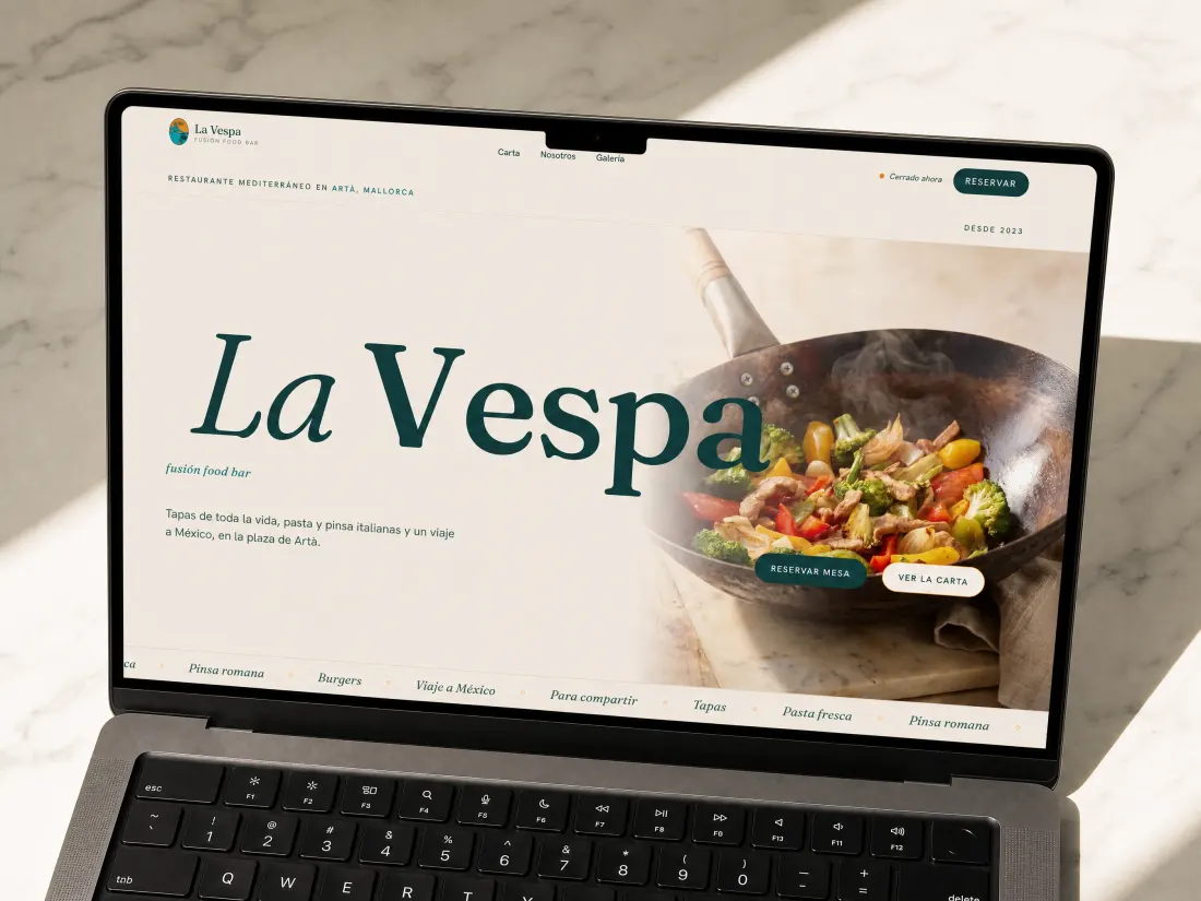 La web del restaurante La Vespa